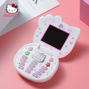 Imported Hello Kitty Cute Girl Gift Mini Mobile Phones Flip Cartoon Dual Sim Card CellPhone Player Unlocked B