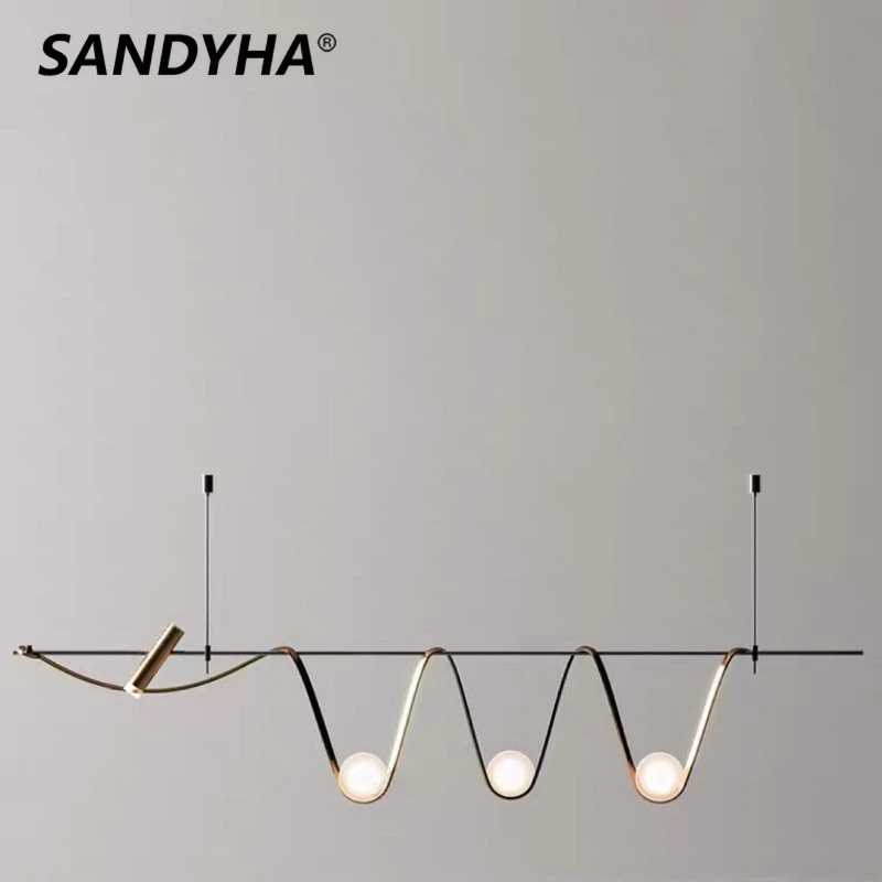 

SANDYHA Pendant Light Nordic Glass Ball Led Chandelier Creative Styling Lamp for Dining Room Decor Lustres Para Sala De Jantar