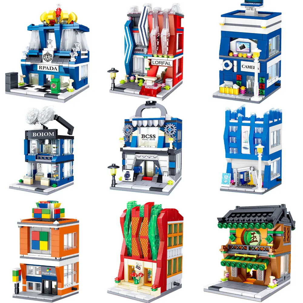 

House Building Blocks Mini City Street View House Bricks Restaurant Retail Store Architecture Blocks Toys for Kids Girls Gifts