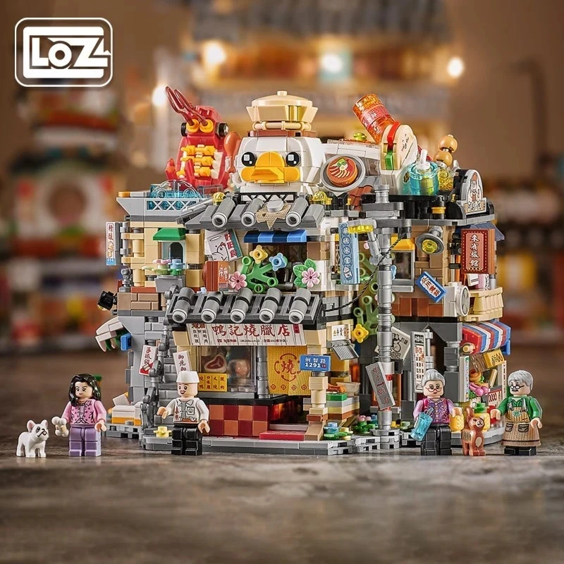 

LOZ Mini Street View Building Blocks Chinese Style Food Stall Hong Kong Food Store House Brick For Kids Gifts 1290