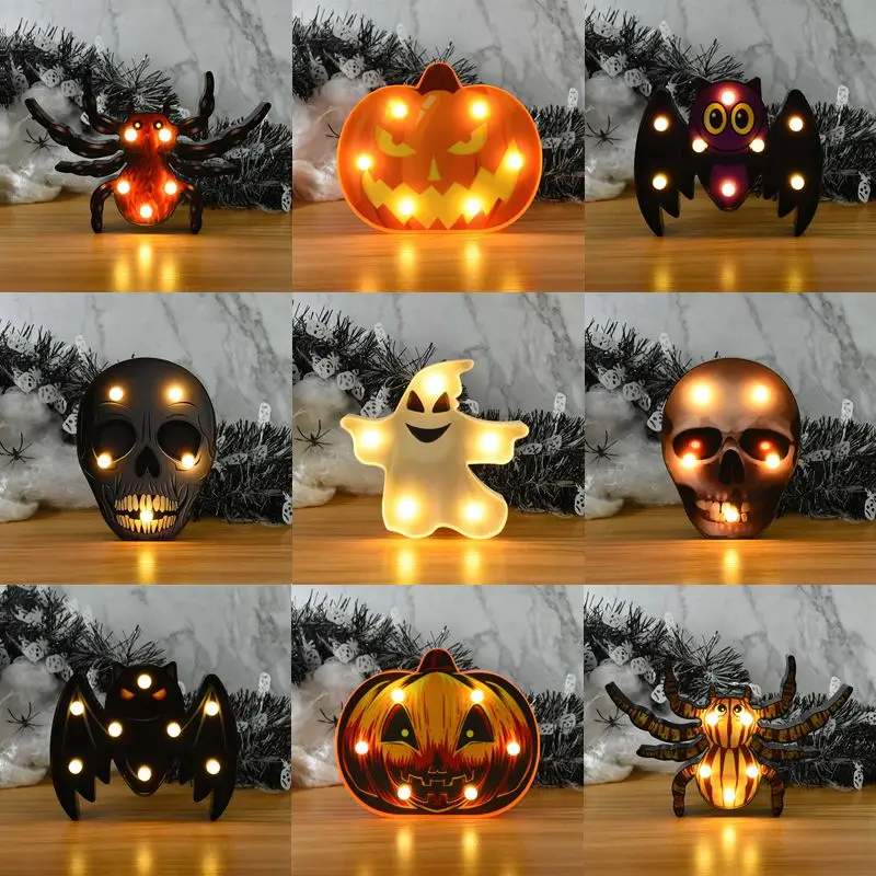 

Halloween LED Light Pumpkin Bat Skeleton Witch Spider Lamp Horror Ghost Festival Trick Or Treat Halloween Party Home Decoration
