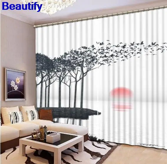 

Beautify Abstract tree sunburst 3d Curtains For Living Room Bedroom Window Curtains High Quality Sound proof Curtain