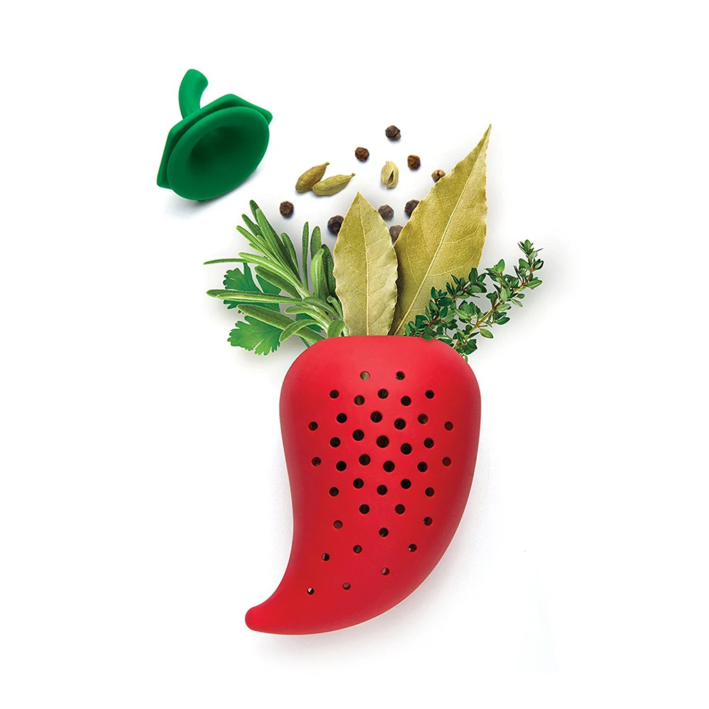 Pepper Shaped Silicone Spice Filter Reusable Flavoring Bag Simmer Stew Soup Seasoning Packets Kitchen Herbal Spice Infuser