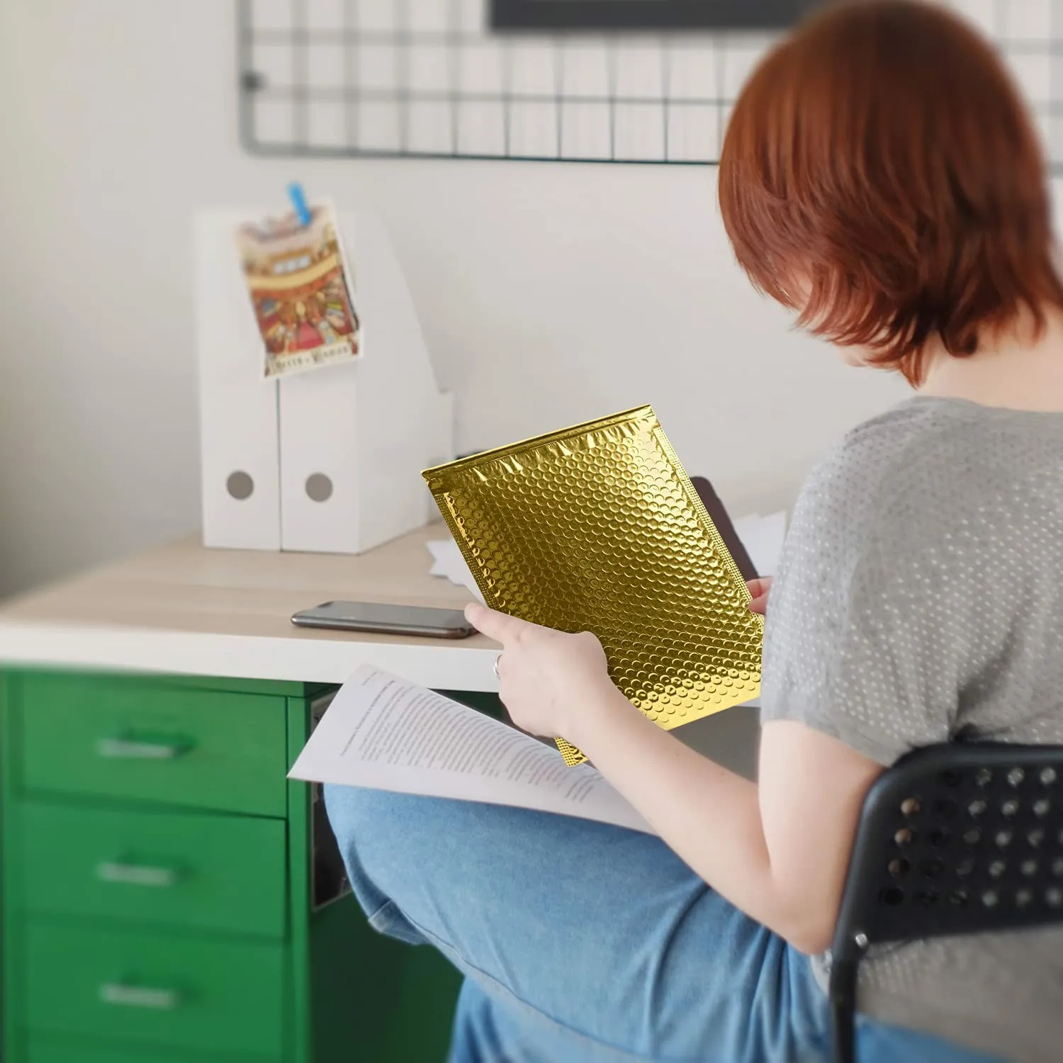 50Pcs Golden Bubble Envelopes Bags for Shipping Bags Bubble Mailer Padded Packaging Waterproof Packaging Bag Postage Bag Gift