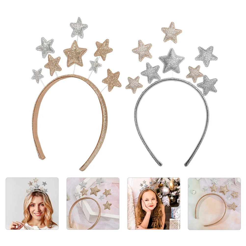 

2 PCS Pentagram Headband Kids Hoops Girls Glitter Hairband Accessories Child Teen Trendy Clothes Fashion Hairbands