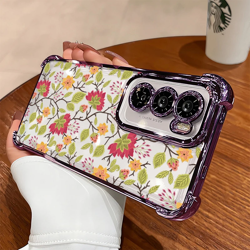 Фото Прозрачный чехол для телефона Infinix Spark Go 2024 2023 1 2 3 10C 10 Pro 20 20C, роскошный силиконовый чехол с цветочным узором №1