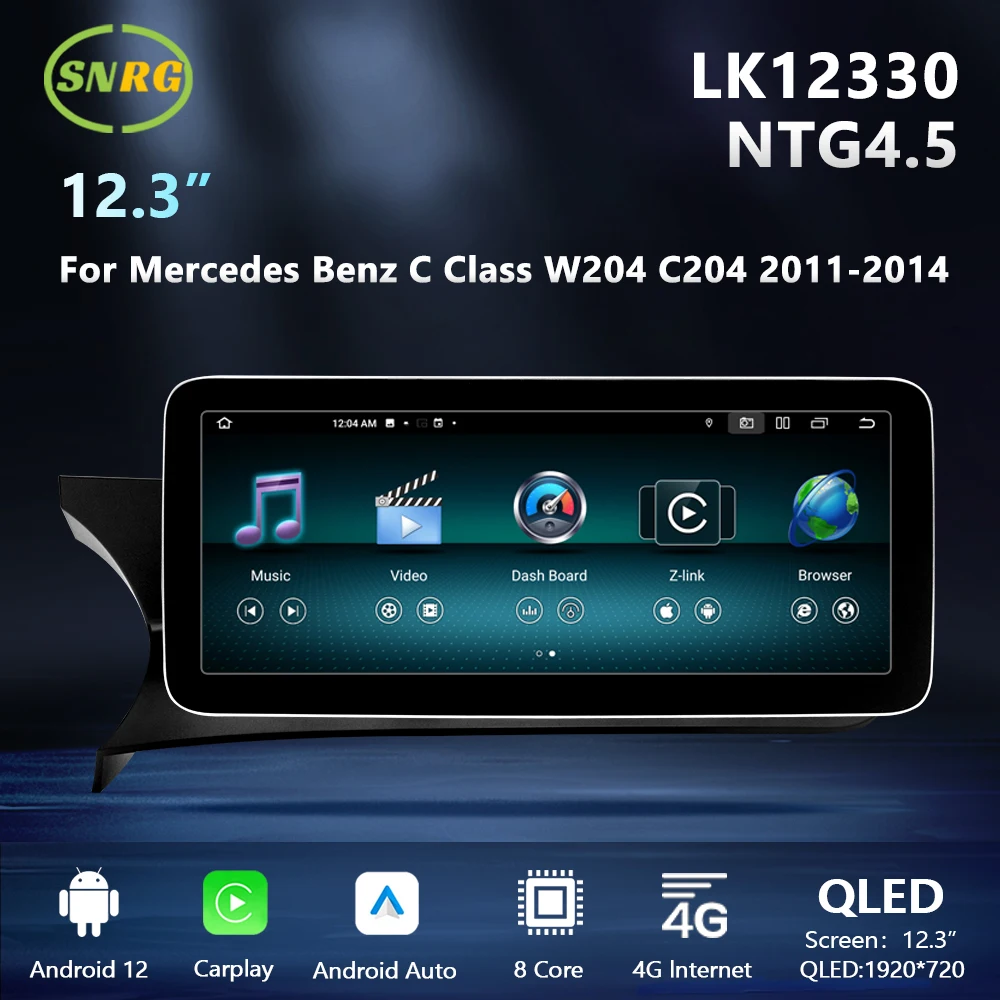 

Автомагнитола SNRG с Android-экраном для Mercedes Benz C Class W204 C204 NTG4.0, автомагнитола, Автомобильный мультимедийный стереоприемник