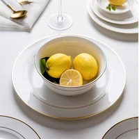 gold plated border ceramic dinner plate kitchen tableware set western food steak dishes fish plate rice bowl kitchen utensils