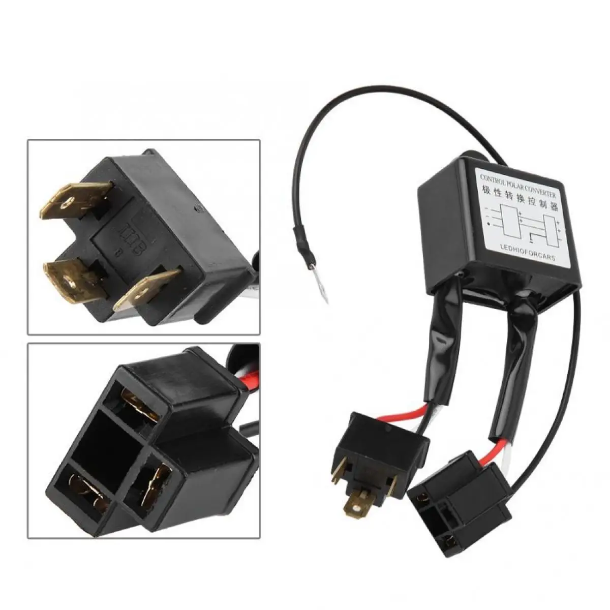 

2pcs Alloy LED Negative Converter Polar Negative Switch Harness Adapter Reversed Polarity for Car Light H4 Interfaces