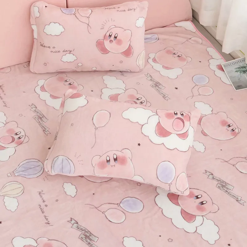 

1/1.5/2M Kirby Cute Summer Flannel Air Conditioning Pink Blanket Nap Blanket Single Pillowcase Winter Kawaii Plush Fleece Sheet