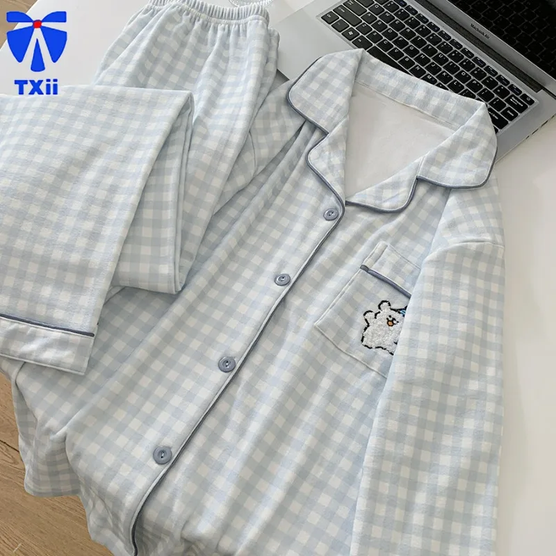 TXii немецкие бархатные пижамы женские осенне-зимние утолщенные милые клетчатые