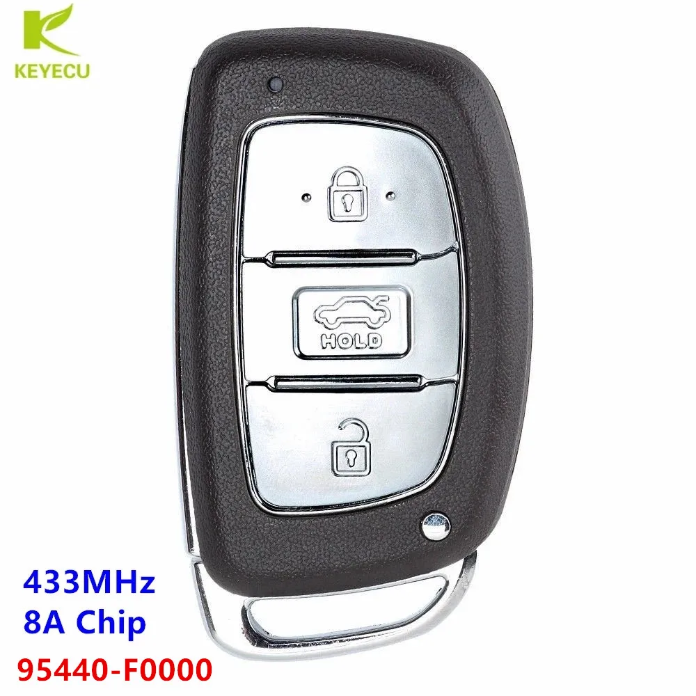 

KEYECU Uncut Replacement Smart Remote Key FOB 3 Button Transmitter 433MHz 8A Chip for Hyundai new Elantra P/N: 95440-F0000