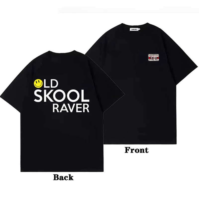 

Old Skool Raver Cotton T-shirt Unisex Men Women Designer Clothes New Short Sleeve Black Vintage Tops Fashion Casual Cassette