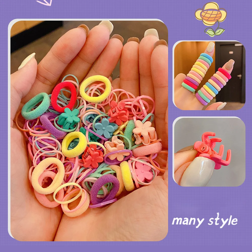 

1Set Kids Elastic Hair Bands Girls Sweets Scrunchie Rubber Band for Children Hair Ties Clips Headband Baby Hair Accessories