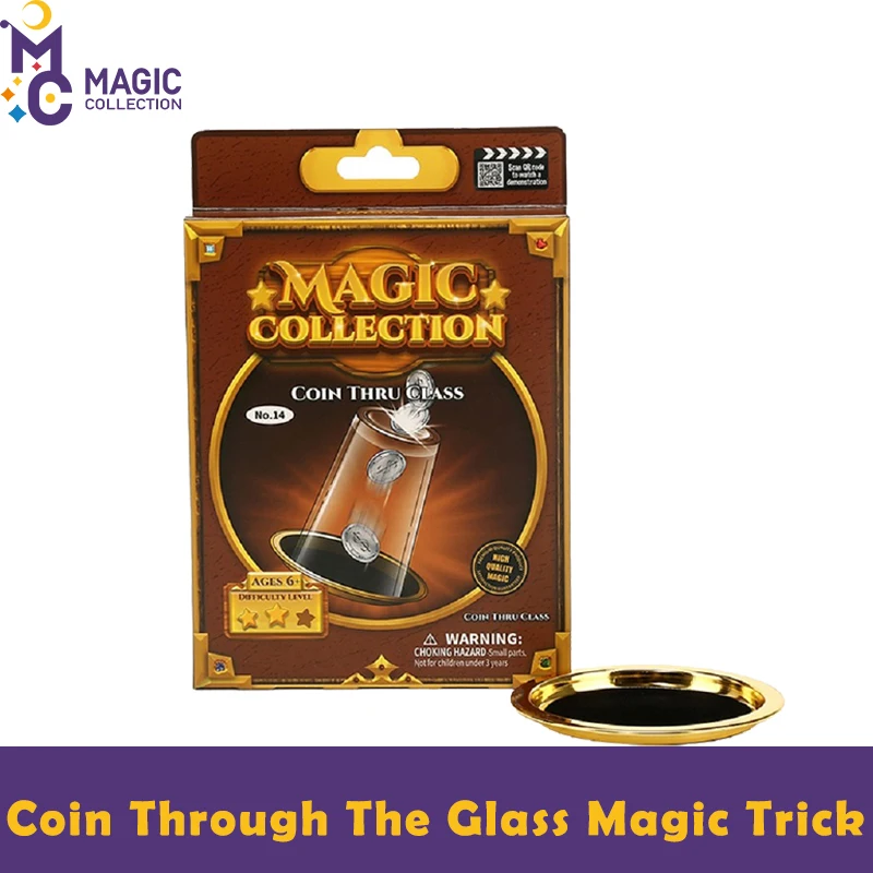 

MoFaHui Dish Coin Through The Glass Magic Trick Magician Props Mentalism Magic Gimmick Illusion Street Stage Close Up Magic