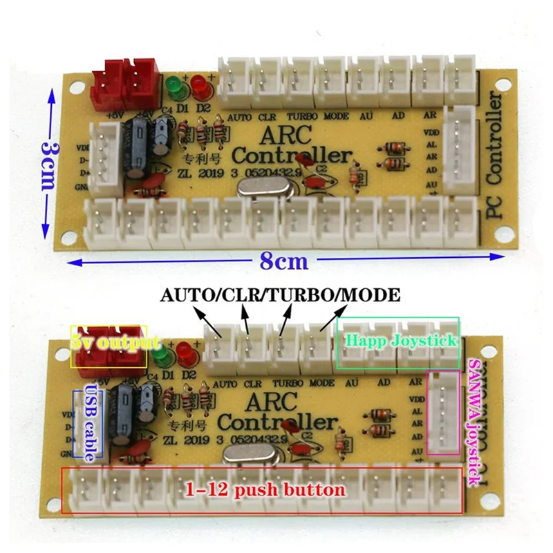 【Купите сейчас】30 шт. ARC968 PS3 USB-контроллер для Raspberry Pi, игровой джойстик, контроллер с нулевой задержкой, аркадная кнопка SANWA, энкодер (art.: 3920d006d41df) - 3920d006d41df