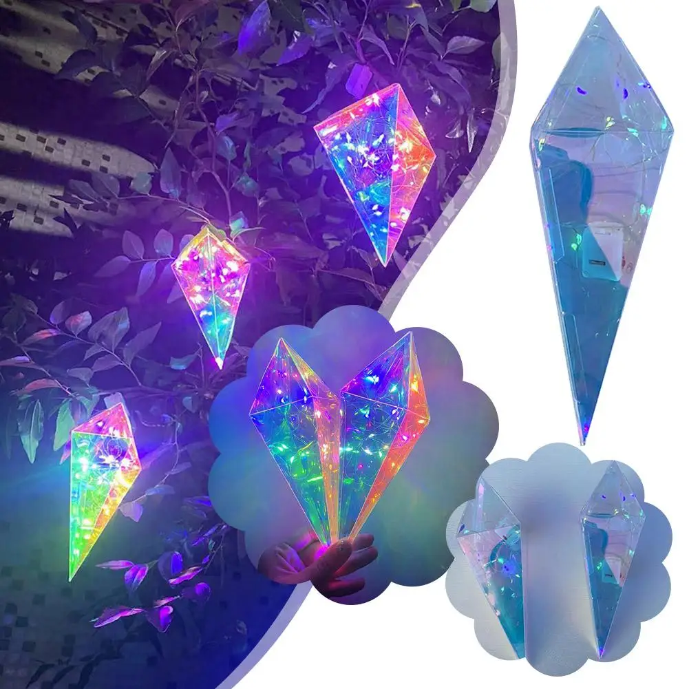 

Christmas Tree Decoration Colorful Lights Ice Pick Hanging Cone Party Lantern Ice Props Home Holiday Pendant Decor Pendant U5K6