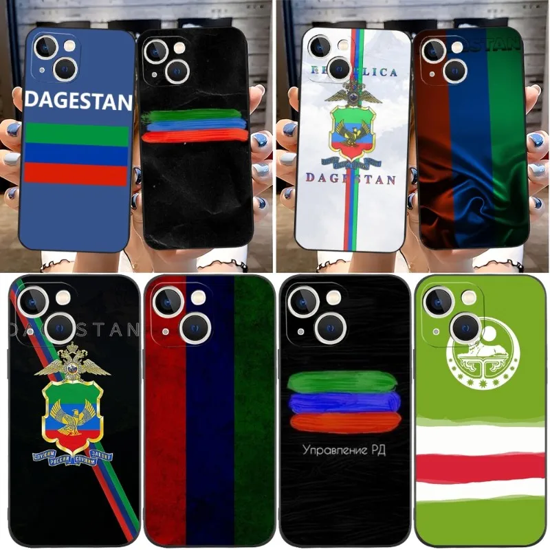 Чехол для телефона с гербом оружия Dagestan черный силиконовый чехол Iphone 13 Pro Max 11 12 Xr X