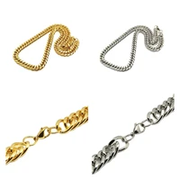 5pcs punk stainless steel necklaces for men women curb cuban link chain gold color chokers necklace jewelry
