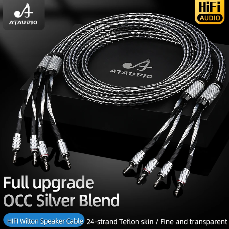 ATAUDIO – câble de haut-parleur HIFI  une paire  amplificateur haut de gamme OCC argent  câble de