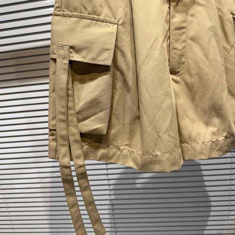 Retro Side Large Pocket Decoration Loose Cargo Shorts Female 2023 Spring Summer New Casual Shorts Women High Waisted Shorts
