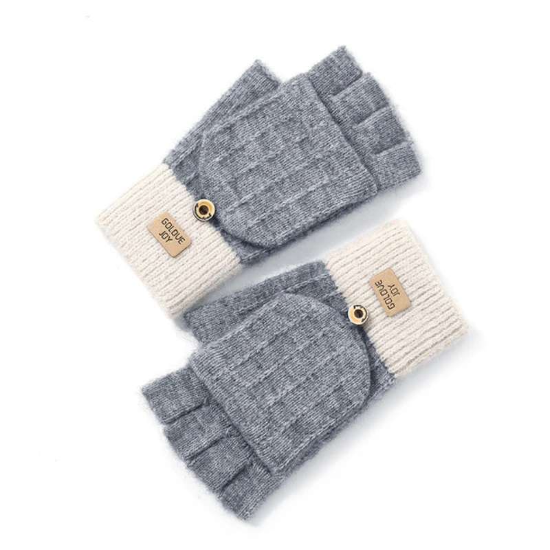 NEW autumn and winter knitted  gloves ladies outdoor windproof warmth fingerless flip cover all-match woolen gloves