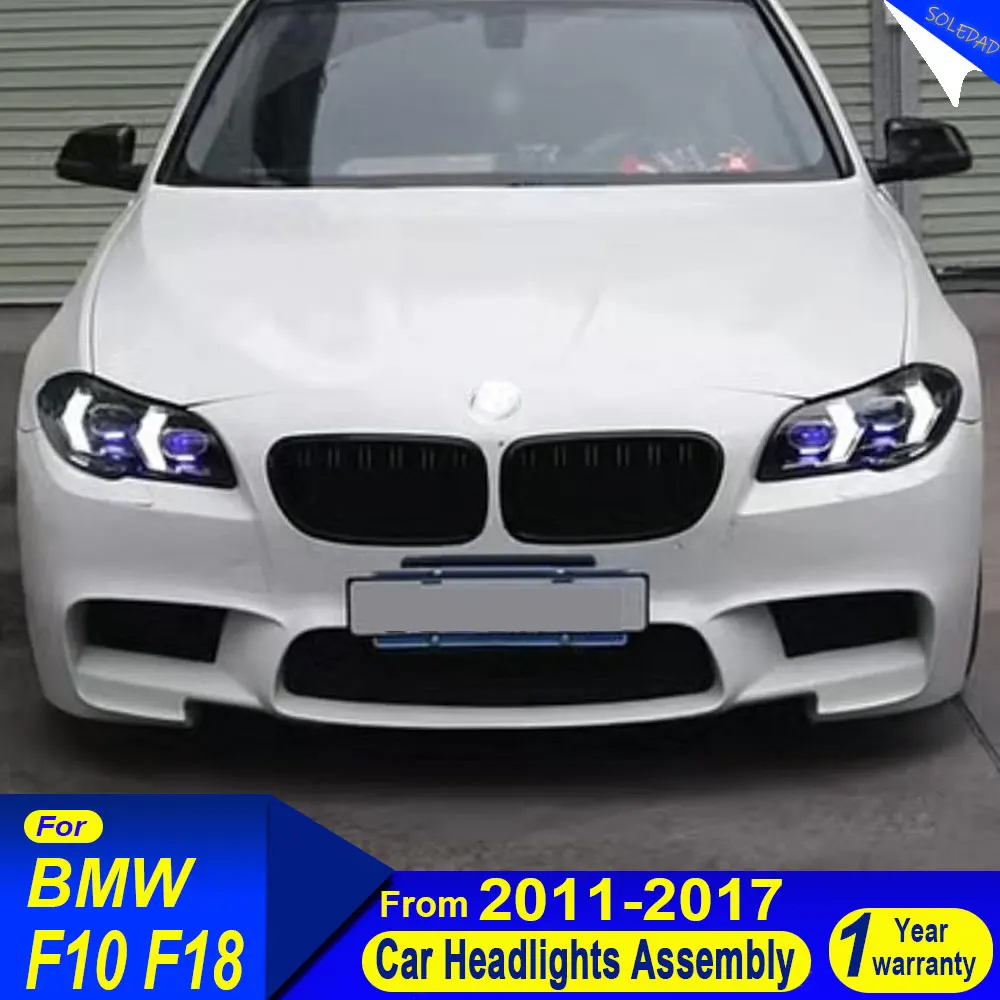 Фото Для BMW 5 серии F10 (2010-2017) 520i 530i 528i: Новейшие светодиодные дневные ходовые огни, аксессуары для модификации автомобильных фар №1