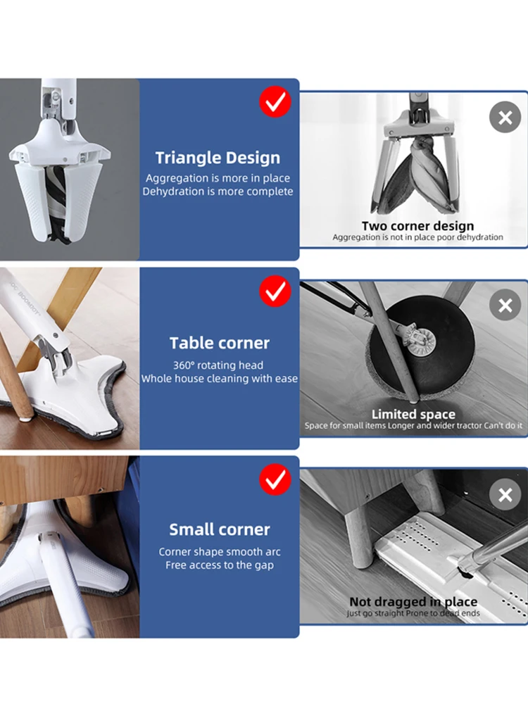 Швабра Joybos с ручной экструзией плоская швабра отжимом моющимися подушечками из