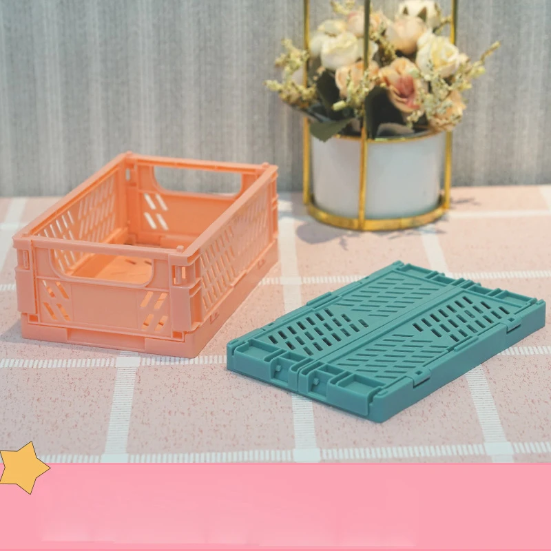 

Складной пластиковый ящик для хранения, мини складной ящик, чехол, Настольный держатель для хранения косметики, фотоорганайзер ZB551