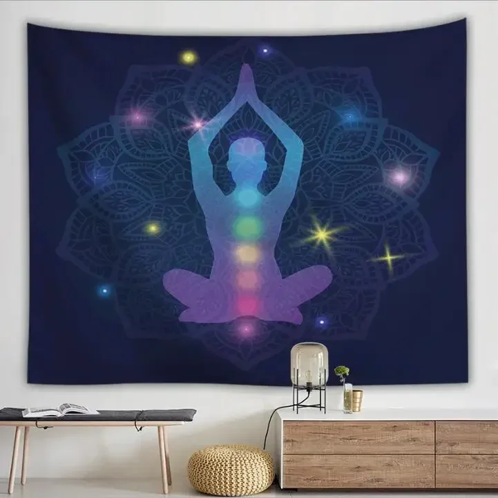 Индийская статуя Будды медитация 7-чакра гобелен настенный с мандалой настенная