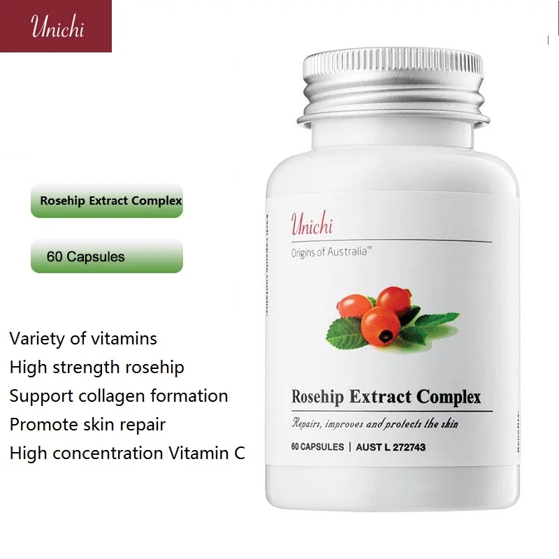 

Australia Unichi Rosehip 60 Capsules Beauty Collagen Supplement VC VE Women Healthy Skin Tone Texture Skin Elasticity