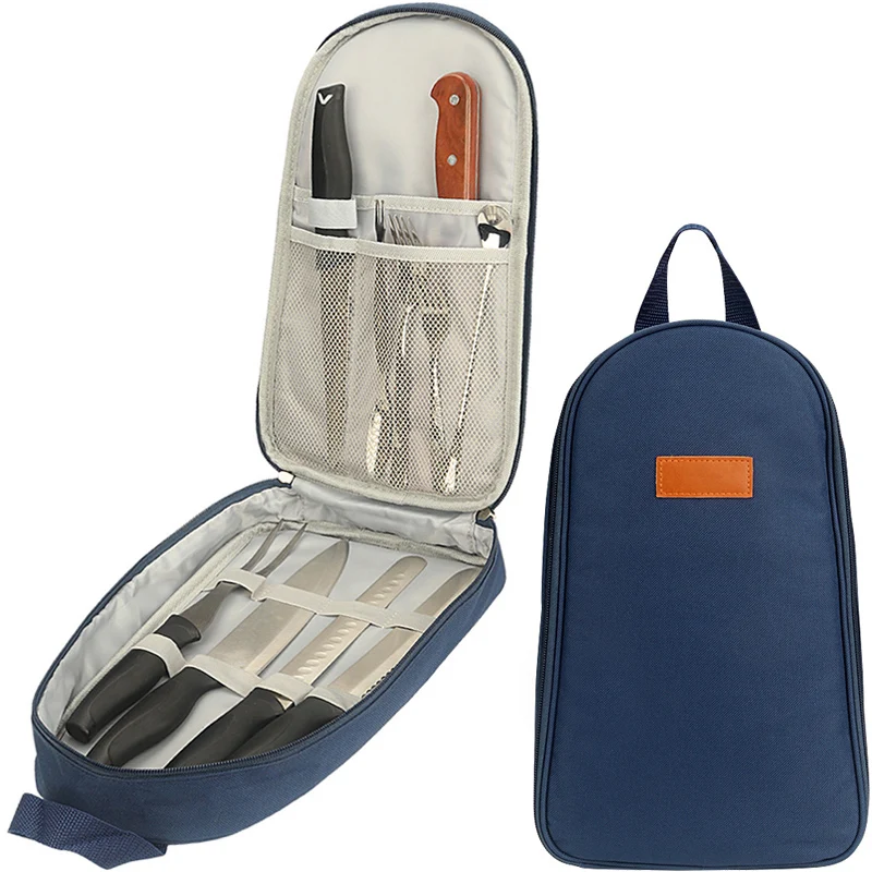 

Professional Chef Knife Bag Portable Kitchen Cleaver Slicing Santoku Knives Carry Case Travel Picnic Utensils Roll Bag 7 Pockets