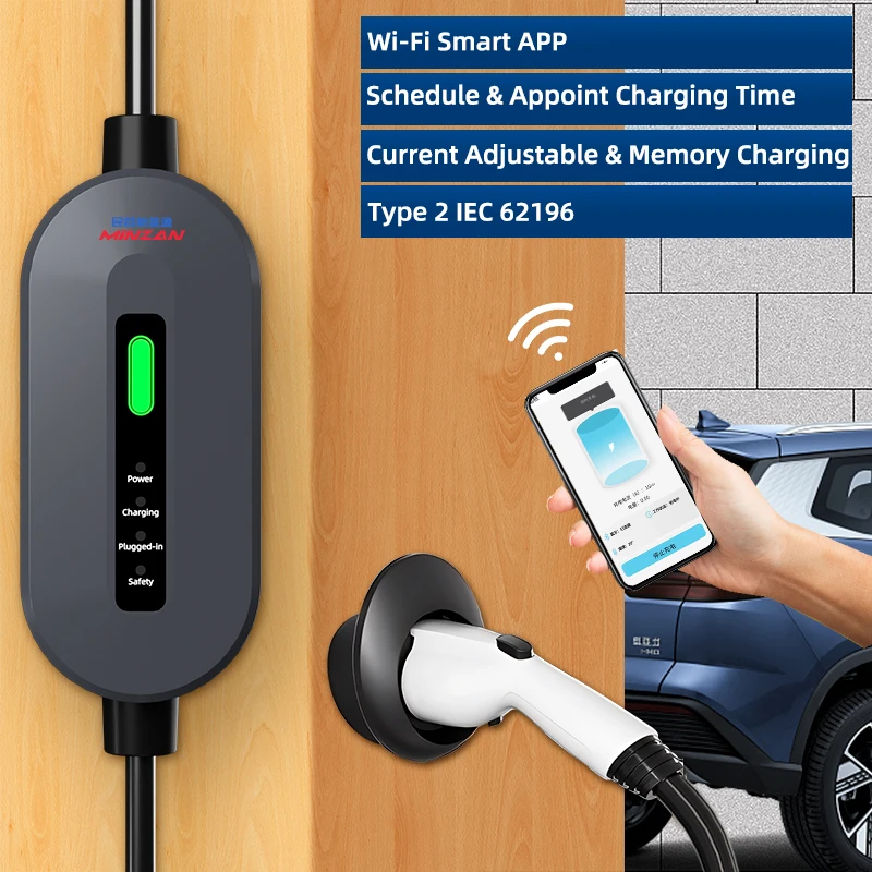 Портативное зарядное устройство для электромобилей MiNZAN напряжение 220 В кВт тип 2