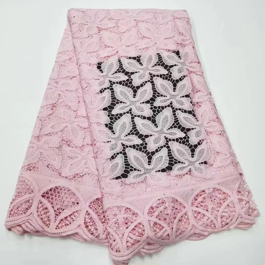 

Розовая гипюровая кружевная африканская ткань, нигерийский шнур, ткани, хлопковый материал, свадебное платье, шнурок