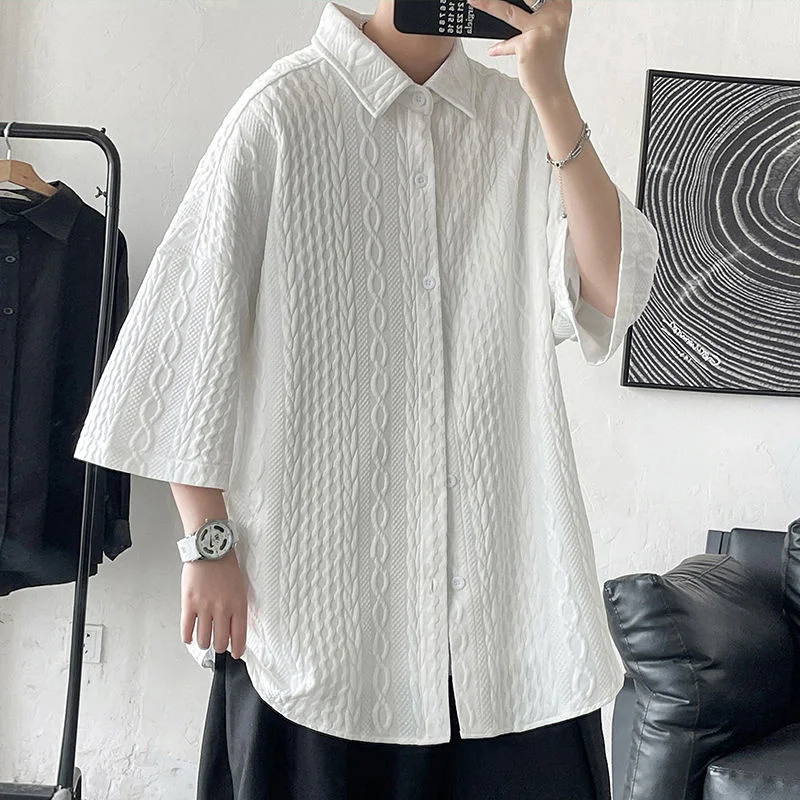 

Японская повседневная мужская рубашка с коротким рукавом, в стиле Харадзюку