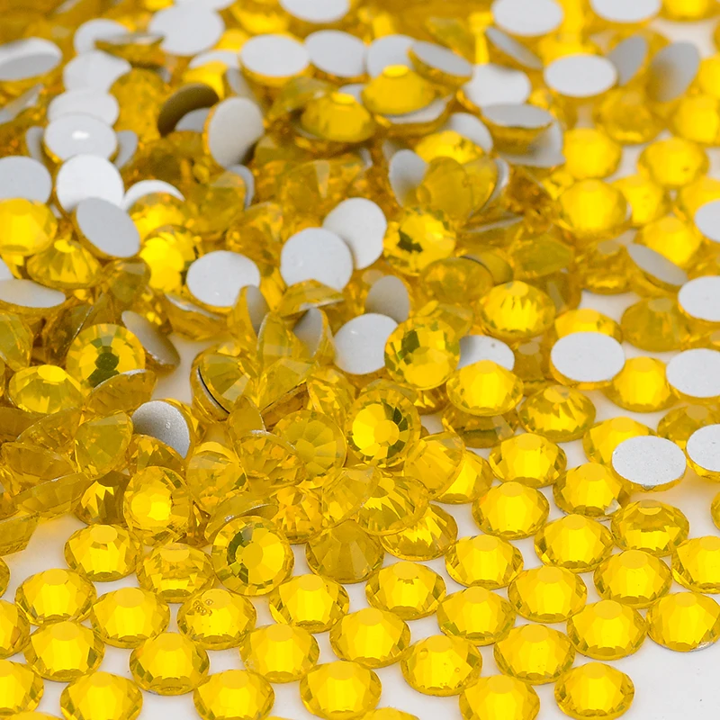 SS3-SS60 цитрин стекло с плоской задней частью и стразами блестящие лимонно-желтые