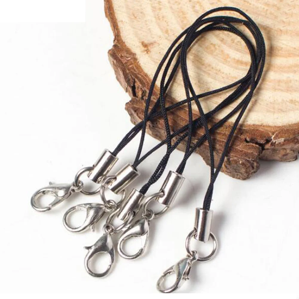 

Black Double Circle Lobster Clasp Lanyard Strap Cord Cell Phone Mobile Craft Pendant 7CM DIY Handmade Materials