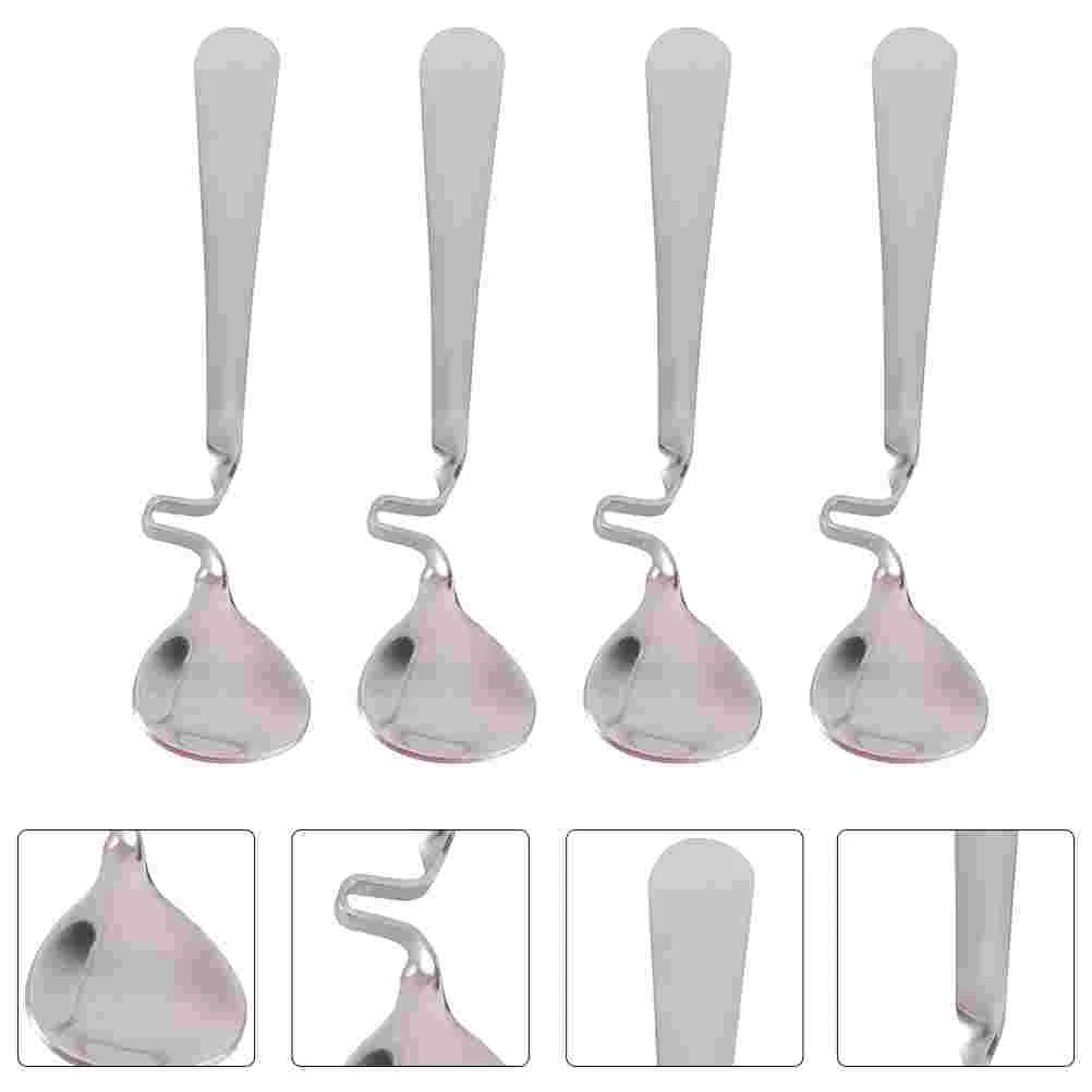 

4Pcs Stainless Steel Curving Handle Mixing Spoons Practical Coffee Spoons )