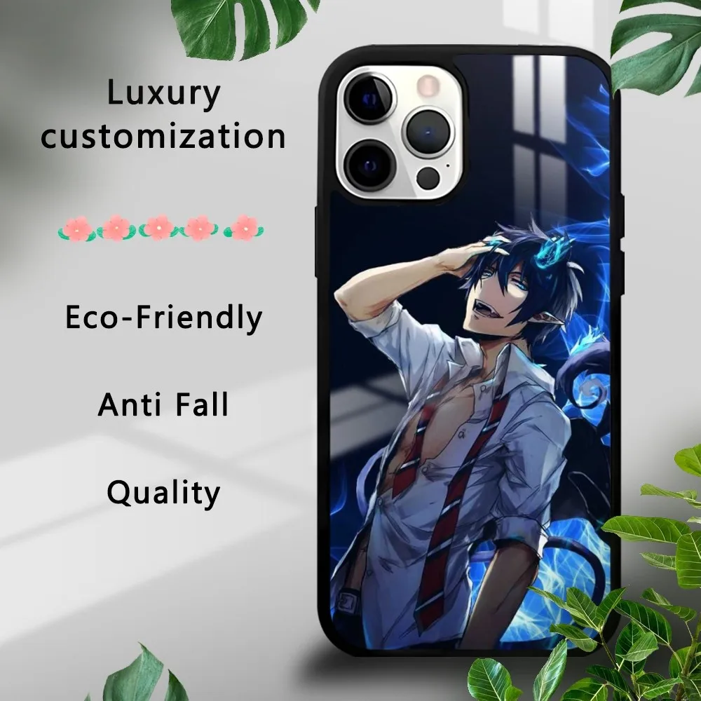 Blue E-Exorcist Cartoon Anime Phone Case For iPhone 16 15 14 13 12 11 Pro Xs Max Mini Plus Celulares Hard Funda