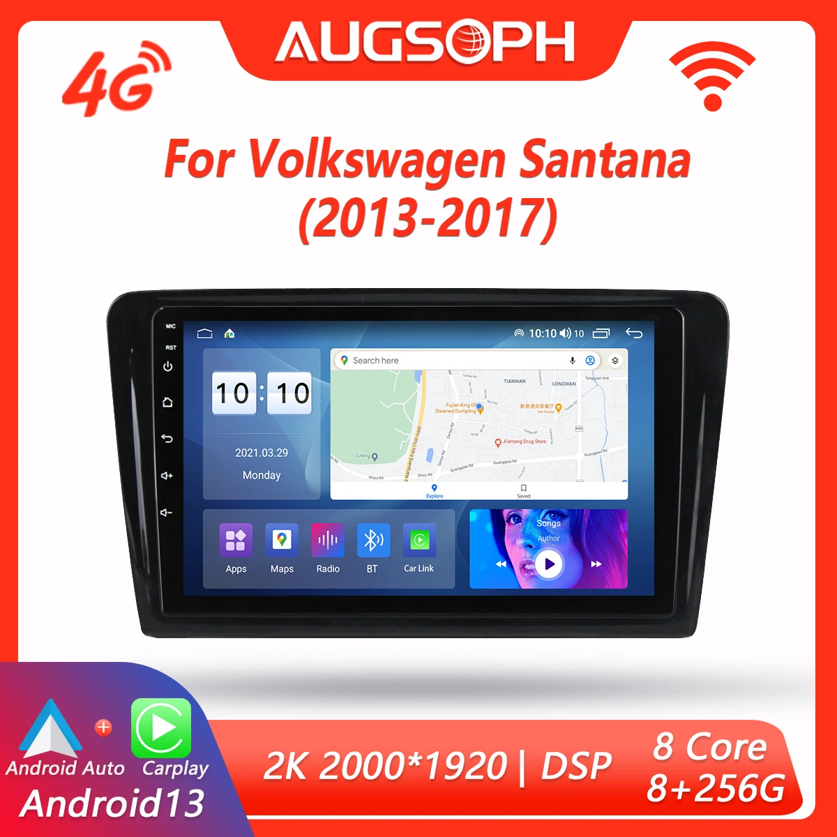 

Android 13 Car Radio for Volkswagen Santana 2013-2017,9inch Multimedia Player with 4G Car Carplay & 2Din GPS Navigation