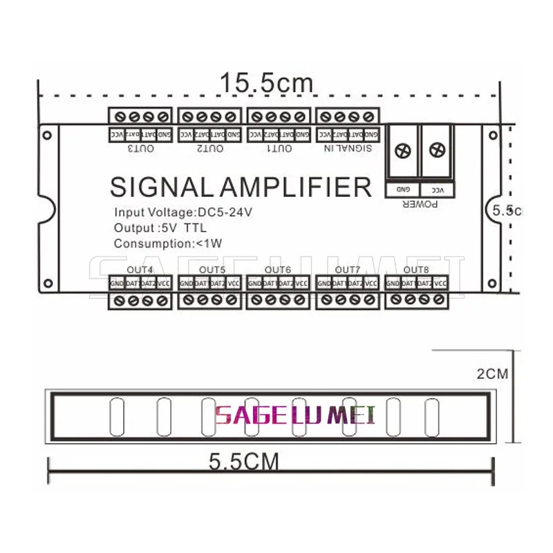 Новый WS2812B 4-канальный 8-канальный усилитель светодиодной ленты SPI TTL Выход сигнала