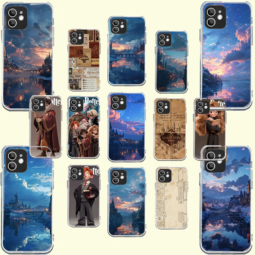 WBA-13 USArt Potters Wand Transparent Silicone Case For iPhone X 13 14 15 16 Mini Pro Plus Max