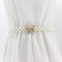 65cm ladies elastic pearl waist chain fashion dress flower decoration seal girl sweet flower butterfly belt for women