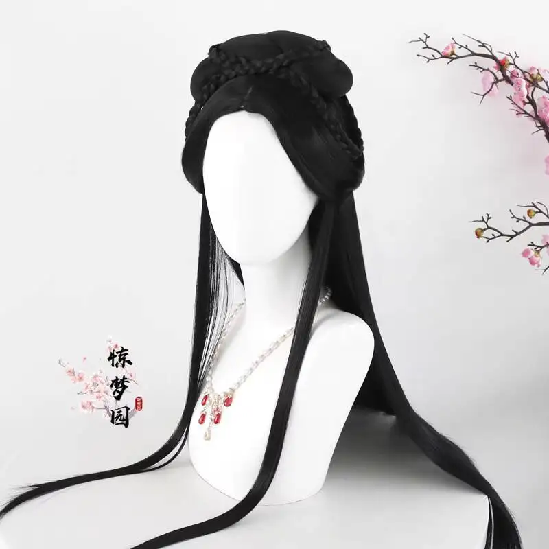 Фото Парик Hanfu в древнем стиле Dream Garden для женщин, парик на всю голову супер феи, юбка Ru, длинный прямой парик на всю голову №2