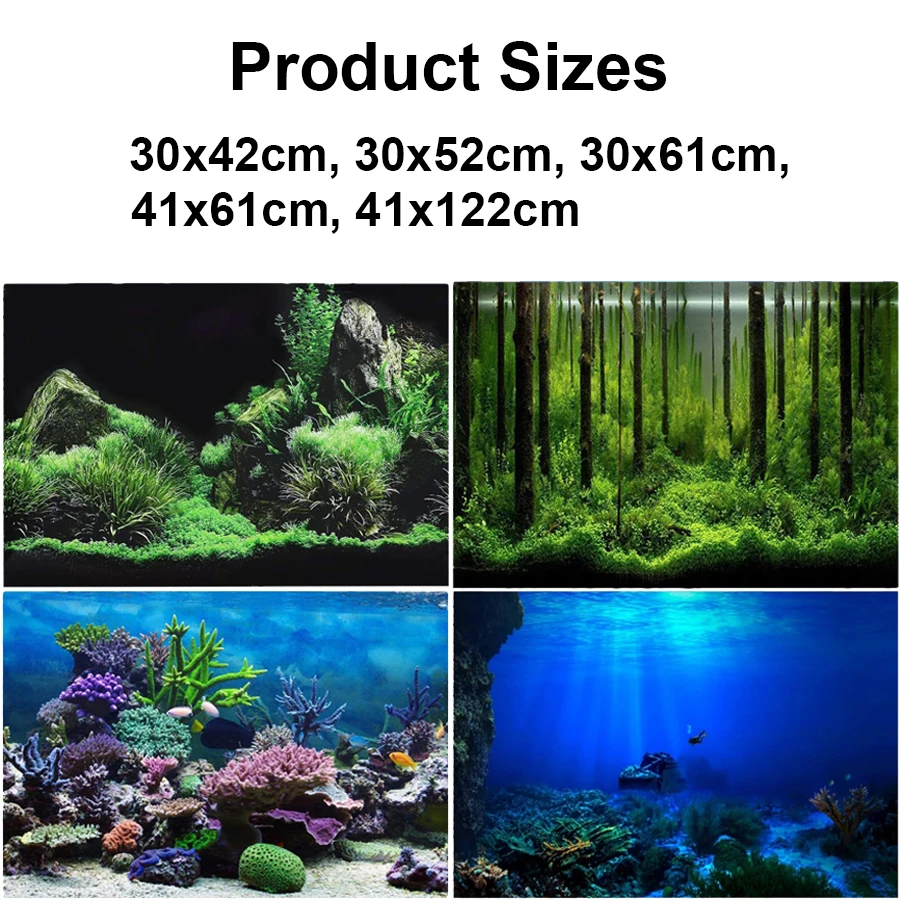 Aquarium Background Poster 3D PVC Adhesive Sticker Fish Tank Underwater World Backdrop 3D Ocean Sea Plants Background Sticker