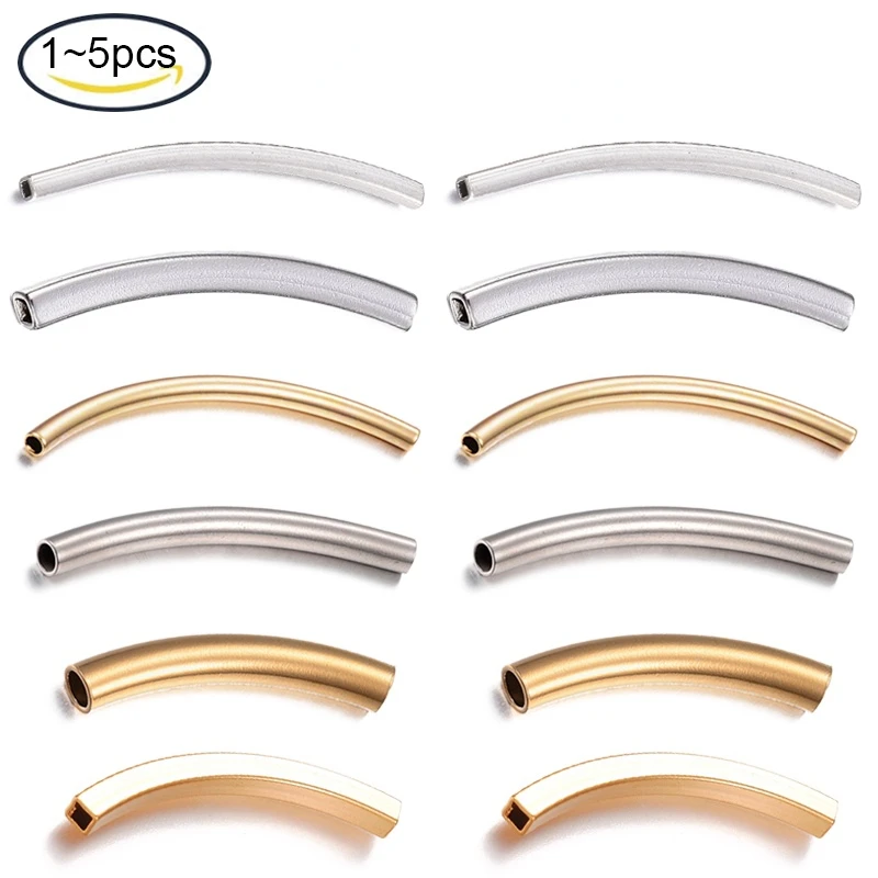 

1-5PC 304 Stainless Steel Tube Beads Stainless Steel Color Golden 30x2mm Hole: 1mm