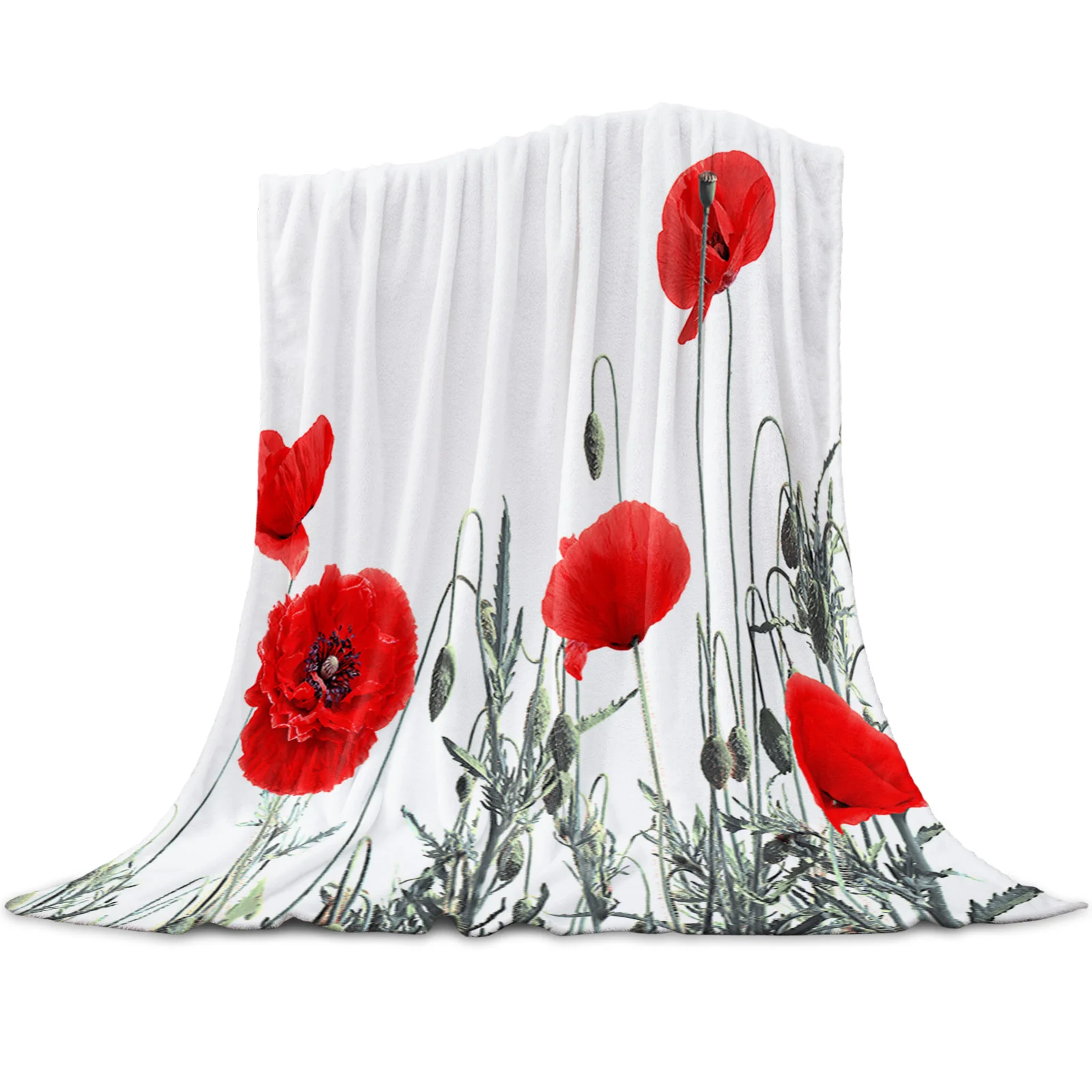 

Poppy Field Flowers Blanket Flannel Winter Sheet Bedspread for Bed Sofa Travel Bedding Warm Fleece Throw Blankets