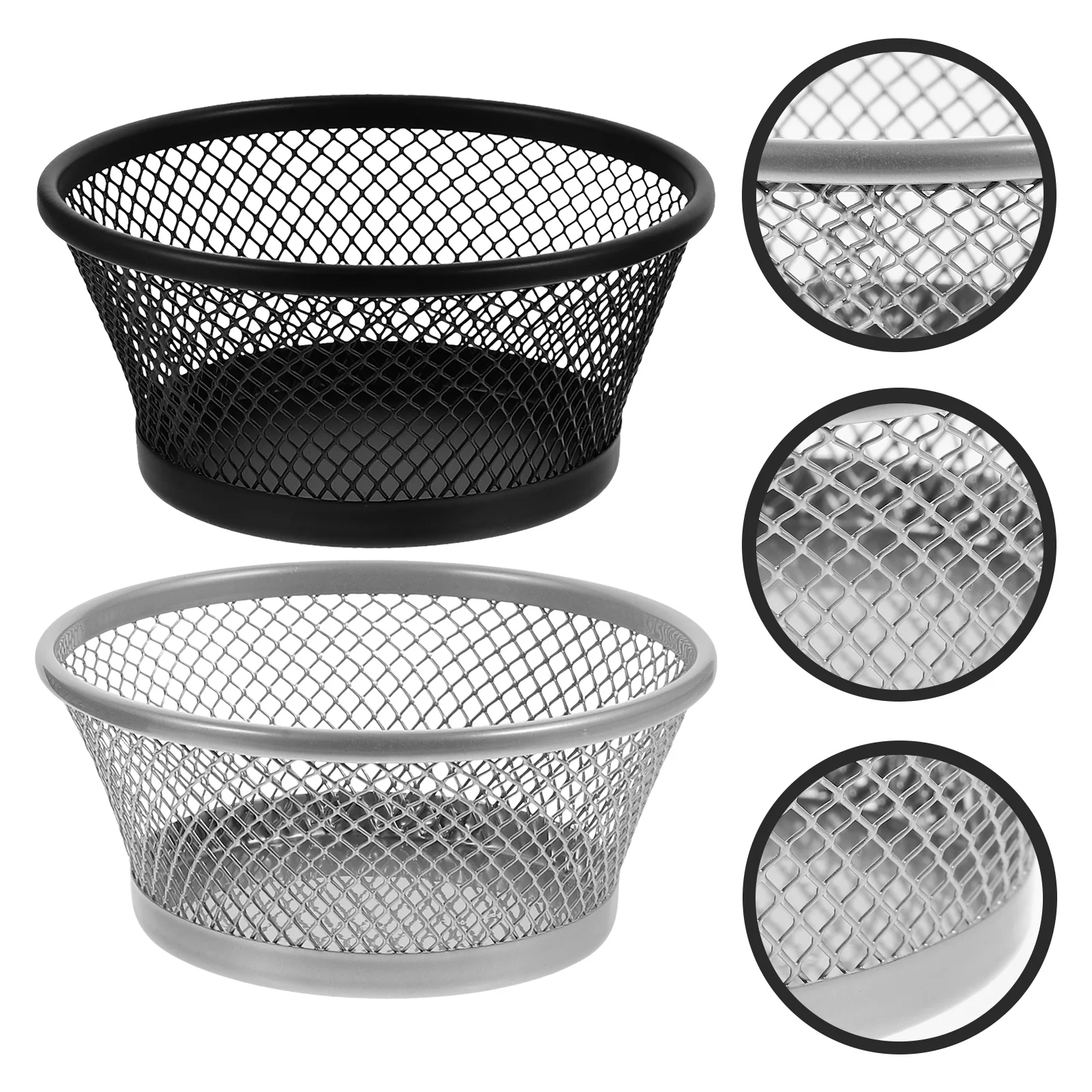 

2 Pcs Office Holders Paper Clips Desktop Dispenser Containers Mesh Metal Basket