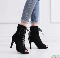 women boots 2021 new high heels boots soft lace up hot sell womens sandals latin salsa dance shoes black plus size