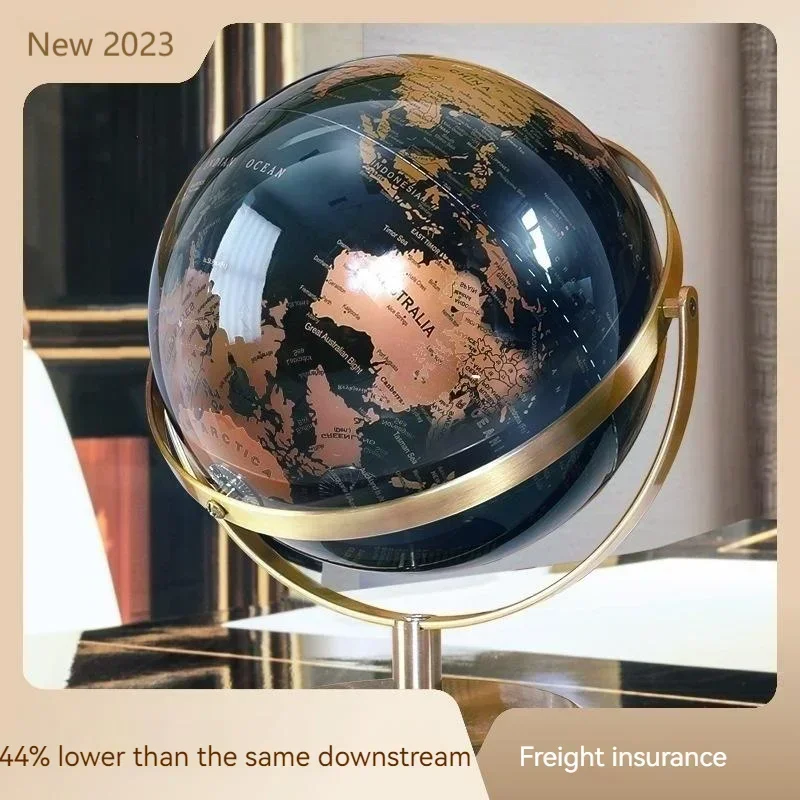 14/20/23cm Black Gold Rotating Globe British Home Office Decoration European Style Creative Handicraft